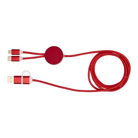 Câble 5 en 1 Alasia en aluminium et plastique recyclés de 150&nbsp;cm pour la synchronisation des données et la charge rapide de 27 W Standard | Rouge | sans marquage | non disponible | non disponible