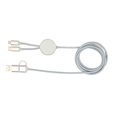 Câble 5 en 1 Alasia en aluminium et plastique recyclés de 150 cm pour la synchronisation des données et la charge rapide de 27 W Standard | Argent | sans marquage | non disponible | non disponible