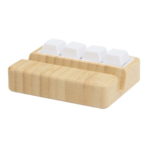 Support de téléphone Algol avec jouet fidget en plastique recyclé et détails en bambou Standard | Bois | sans marquage | non disponible | non disponible