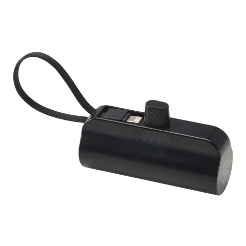 Batterie de secours Alnair Type-C de5&nbsp;000&nbsp;mAh et 10&nbsp;W en plastique recyclé avec support de retournement intégré et câble 2 en 1 noir