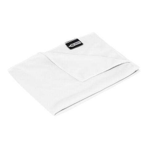 Serviette de sport rafraîchissante en PET recycl Raquel avec pochette Standard | Blanc | sans marquage | non disponible | non disponible | non disponible