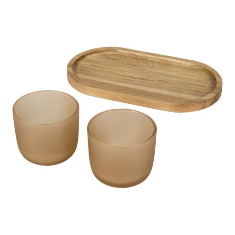 Plateau de service en bois et tasses en verre Male Standard | Oatmeal | sans marquage | non disponible | non disponible