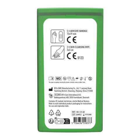 MiniKit Premiers Secours Vert translucide | Autocollant Numérique 1 couleur | front | 39 mm x 82 mm