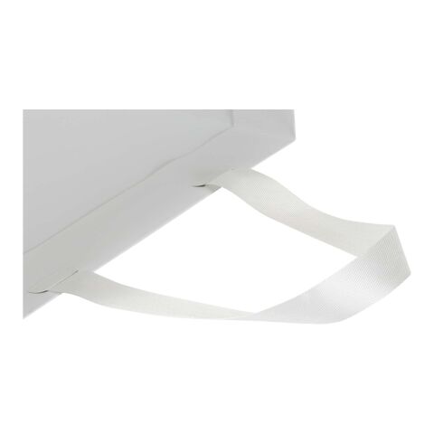 Sac en papier Smartfold 230 g/m² avec anses en ruban et pelliculage brillant - 24 x 10 x 32 cm blanc