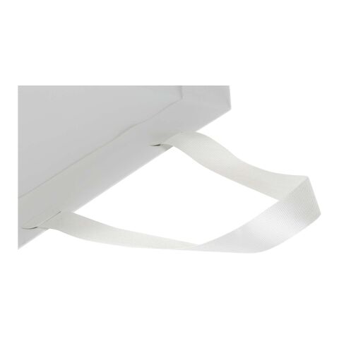 Sac en papier Smartfold 230 g/m² avec anses en ruban et pelliculage brillant - 31 x 12 x 31 cm blanc