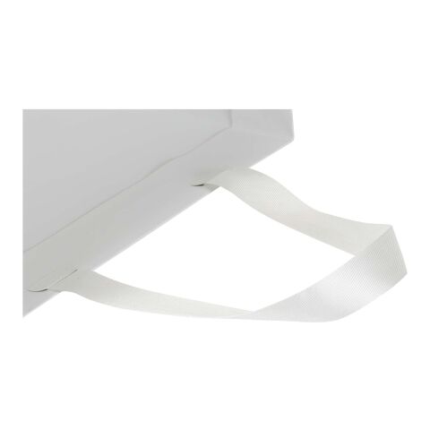 Sac en papier Smartfold 230 g/m² avec anses en ruban et pelliculage brillant - 31 x 12 x 39 cm blanc