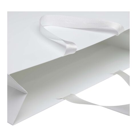 Sac en papier Smartfold 230 g/m² avec anses en ruban et pelliculage brillant - 42 x 12 x 35 cm blanc