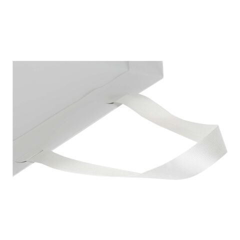 Sac en papier Smartfold 230 g/m² avec anses en ruban et pelliculage mat - 24 x 10 x 24 cm blanc