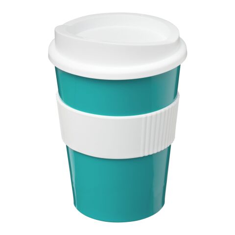 Gobelet Americano® medio 300 ml avec bandeau antidérapant Bleu aqua-Blanc | sans marquage | non disponible | non disponible
