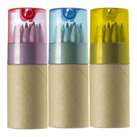 Tube cartonné de 12 crayons jaune | sans marquage | non disponible | non disponible