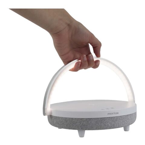 Enceinte Bluetooth® 4-en-1 Prixton de 10 W avec lumière LED et station de charge sans fil Standard | blanc | sans marquage | non disponible | non disponible