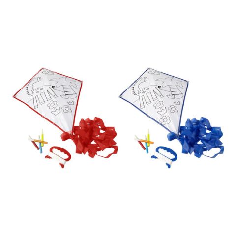 Cerf-volant en polyester à colorier livré avec 4 feutres. rouge | sans marquage | non disponible | non disponible