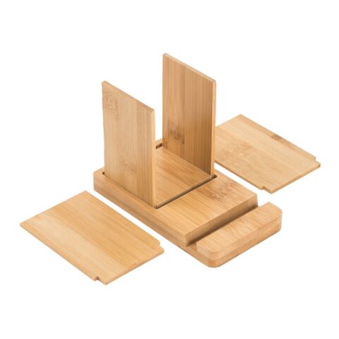 ERWIN. Set de bureau avec support pour téléphone portable et gobelet Beige | sans marquage