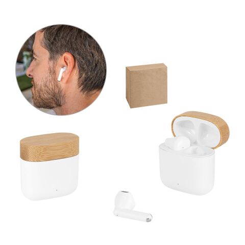 COBAIN. Ecouteurs sans fil avec 5h d&#039;autonomie en ABS recyclé (100 % rABS) et bambou Blanc | sans marquage