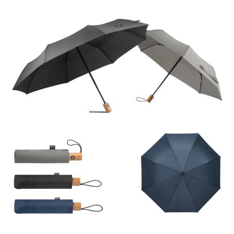 RIVER. Parapluie pliable en polyester recyclé (100% rPET) 190T pongé à ouverture et fermeture automatiques Noir | sans marquage