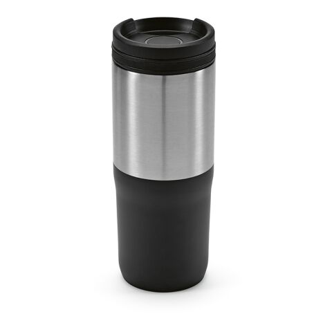 Mug de voyage Orange Acier inoxydable recyclé 600 ml Noir | sans marquage