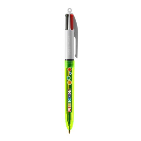 BIC® 4 Couleurs Fluo Bille Jaune | Sérigraphie 1 couleur | Corps-Centré clip | 30.00 mm x 43.00 mm