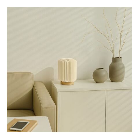 Lampe LED en papier pliable Coollux Aurore sur socle en bois, 22cm Nature | sans marquage | non disponible | non disponible