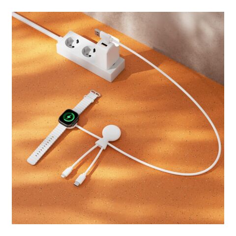 Câble multiple Xoopar Mr. Bio Long pour Apple/Samsung Watch 1 mètre Blanc | Tampographie 1 couleur | 1ere face | Ø 23 mm