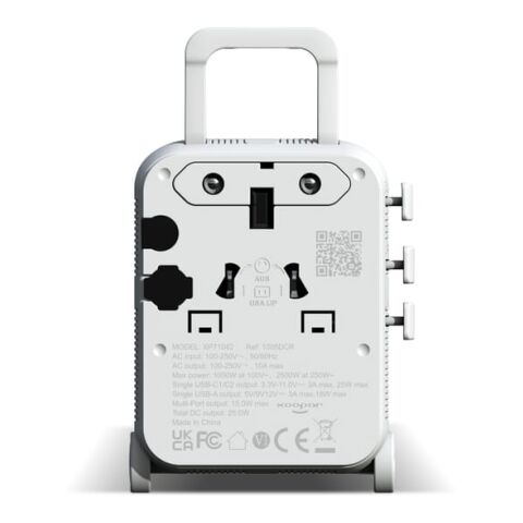Chariot adaptateur universel GaN Xoopar Luggie pour voyages internationaux Blanc