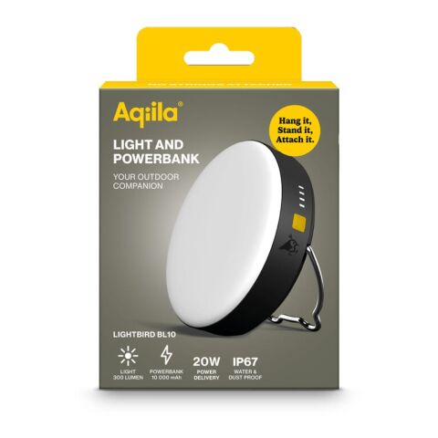 Lampe et batterie externe Aqiila Powerbird BL10, 10 000 mAh Noir