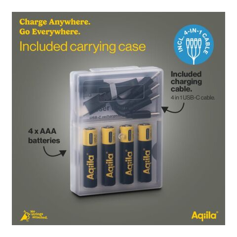 Piles rechargeables Aqiila AAA USB-C 600 mAh, lot de 4 noir | sans marquage | non disponible | non disponible