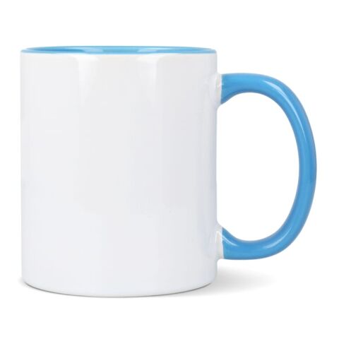Mug subli Oslo coloré à l'intérieur &amp; anse 300ml Blanc-Bleu clair | sans marquage | non disponible | non disponible | non disponible