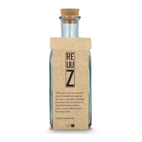 Bouteille en verre recyclé InSideOut Square ReuuZ avec bouchon en liège 500 ml Transparent | sans marquage | non disponible | non disponible