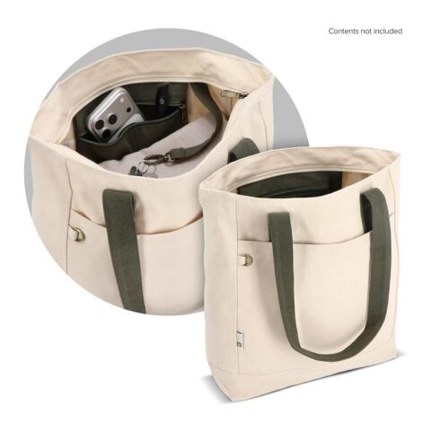 Sac carrier Canvas InSideOut Reuuz 33 x 42 x 10 cm Ecru-Vert olive
