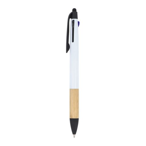 Stylo 3 couleurs avec grip en bambou Blanc | sans marquage | non disponible | non disponible | non disponible