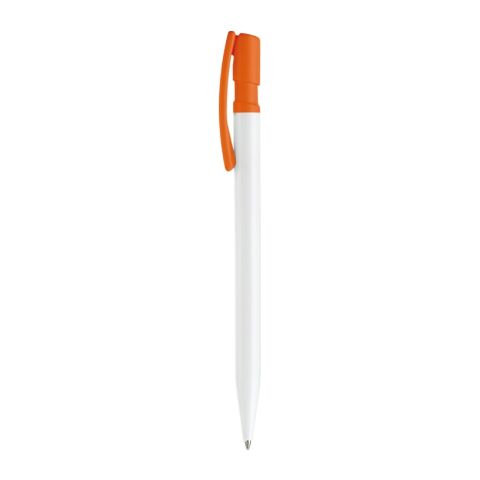Stylo Nash Opaque Blanc-Orange | Sérigraphie 1 couleur | à 270 degrés du clip | 45 mm x 25 mm | non disponible