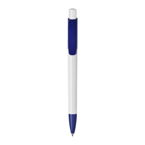 Stylo Kamal opaque Blanc-Bleu foncé | Sérigraphie 1 couleur | à 90 degrés du clip | 45 mm x 25 mm | non disponible