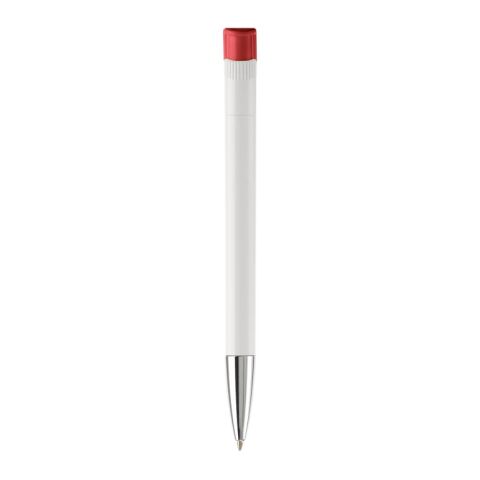 Apollo pointe métal Blanc-Rouge / blanc | Sérigraphie 1 couleur | à 270 degrés du clip | 45 mm x 25 mm | non disponible