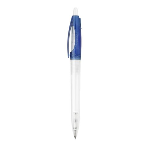 Stylo Bio-S! Clear transparent Bleu / Blanc | Sérigraphie 1 couleur | à 270 degrés du clip | 40 mm x 25 mm | non disponible