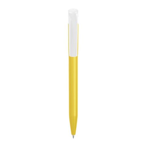 Stylo S45 Bio opaque Jaune-Blanc | Sérigraphie 1 couleur | à 180 degrés du clip | 45 mm x 25 mm | non disponible