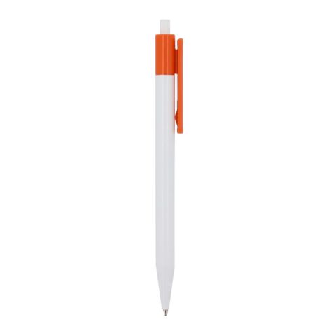 Stylo bille Kuma couleur opaque Blanc-Orange | Sérigraphie 1 couleur | à 270 degrés du clip | 45 mm x 25 mm | non disponible