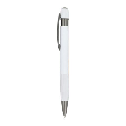 Stylo à bille en aluminium Toulouse Softtouch Blanc
