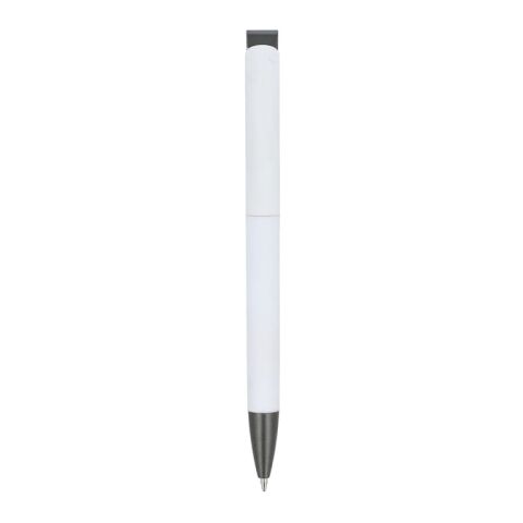 Stylo à bille Vegas avec clip métallique softtouch Blanc | sans marquage | non disponible | non disponible