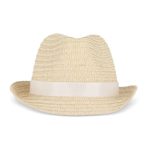 Chapeau de paille végétal avec bande colorée Blanc | sans marquage | non disponible | non disponible