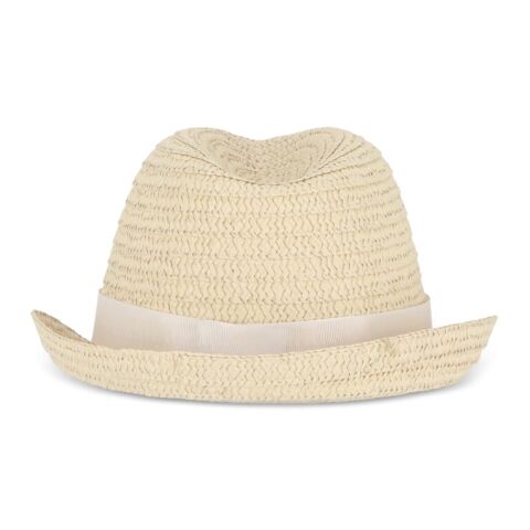 Chapeau de paille végétal avec bande colorée Blanc | sans marquage | non disponible | non disponible