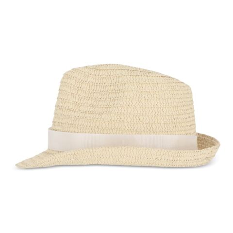 Chapeau de paille végétal avec bande colorée Blanc