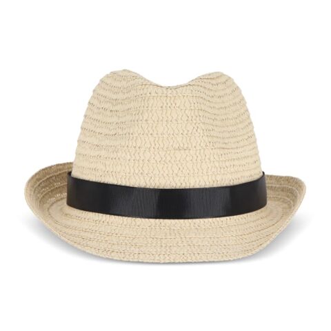 Chapeau de paille végétal avec bande colorée Noir | sans marquage | non disponible | non disponible