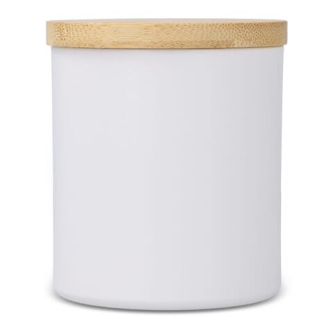 Bougie végétale parfumée Bhakti dans un pot en aluminium recyclé Blanc | Impression Numérique | top | Ø 65 mm