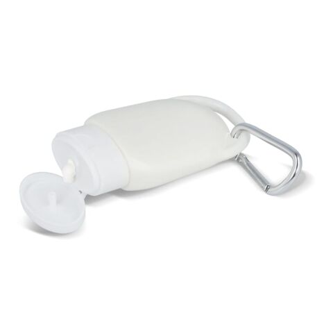 Lotion solaire avec mousqueton SPF30 en matériau recyclé Blanc | sans marquage | non disponible | non disponible