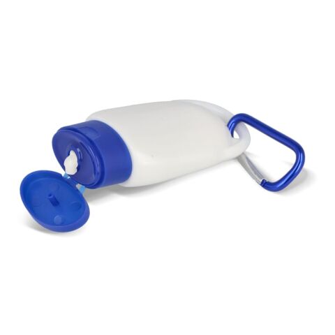 Lotion solaire avec mousqueton SPF30 en matériau recyclé Bleu / Blanc | sans marquage | non disponible | non disponible