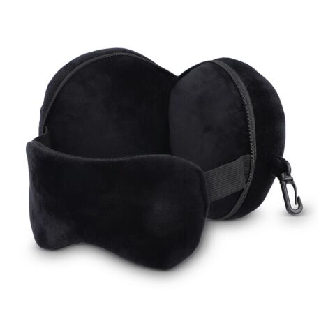 Oreiller masque de voyage avec housse à fermeture éclair Noir