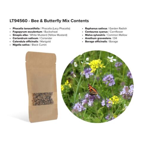 Sachets de graines de fleurs d'abeilles et de papillons 4 grammes Marron | sans marquage | non disponible | non disponible | non disponible