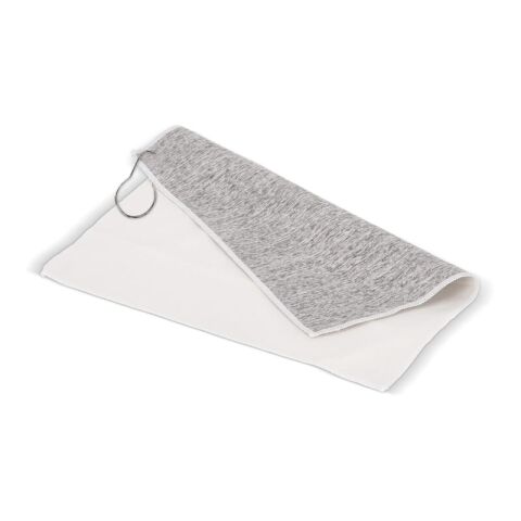 Serviette de golf à séchage rapide avec crochet R-PET 30x30cm sublimation Blanc-Gris | sans marquage | non disponible | non disponible