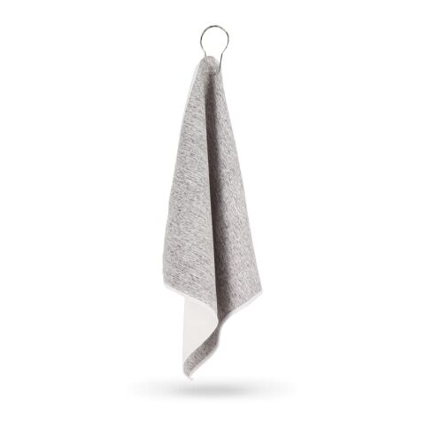 Serviette de golf à séchage rapide avec crochet R-PET 30x30cm sublimation Blanc-Gris