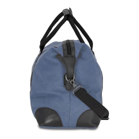 Sac de week-end en toile de coton recyclé Harper Bleu foncé | Transfert numérique | sur la pochette | 120 mm x 120 mm